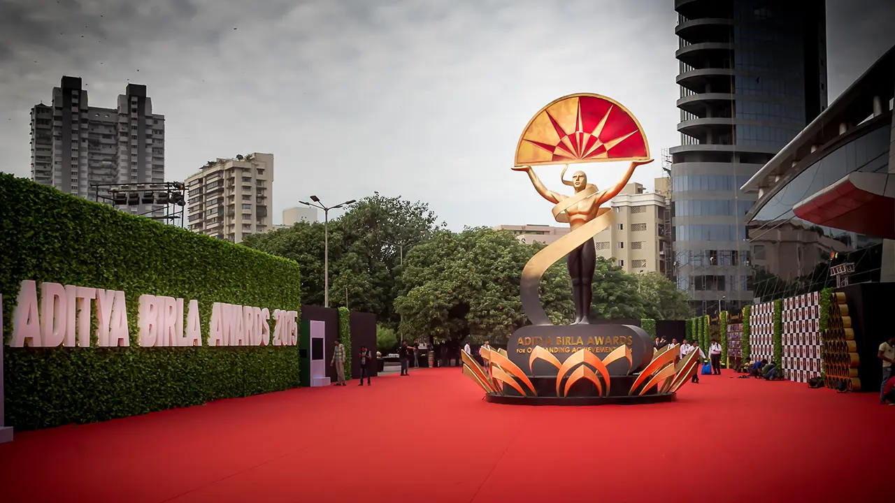 Iconic ABG trophy sculpture at Aditya Birla Awards 2015 red carpet — experiential branding and event identity