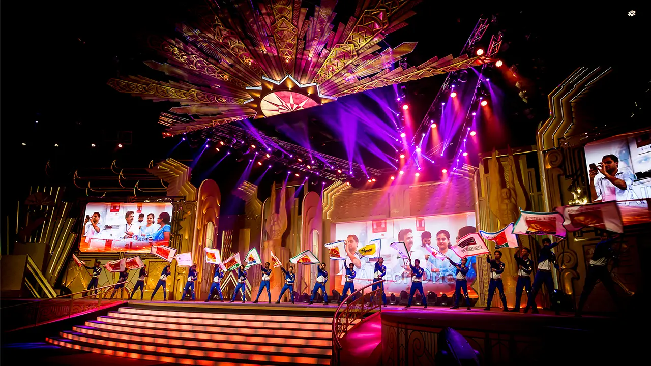 Art Deco stage design at Aditya Birla Awards 2015 with dynamic lighting and brand-aligned visual storytelling
