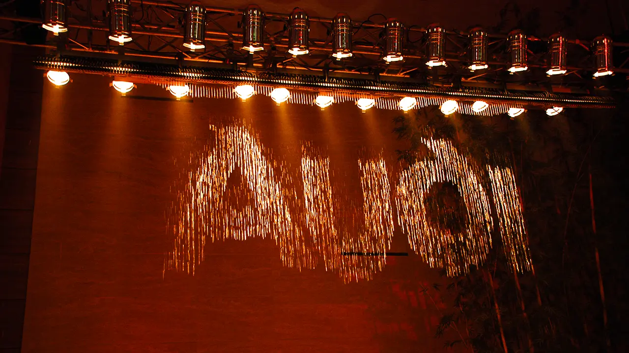 AquaScript water projection spelling ‘Audi’ at Q5 launch, showcasing innovative brand storytelling and immersive tech integration