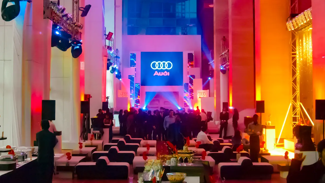 Audi Q5 Launch with immersive stage reveal and ambient lounge setting