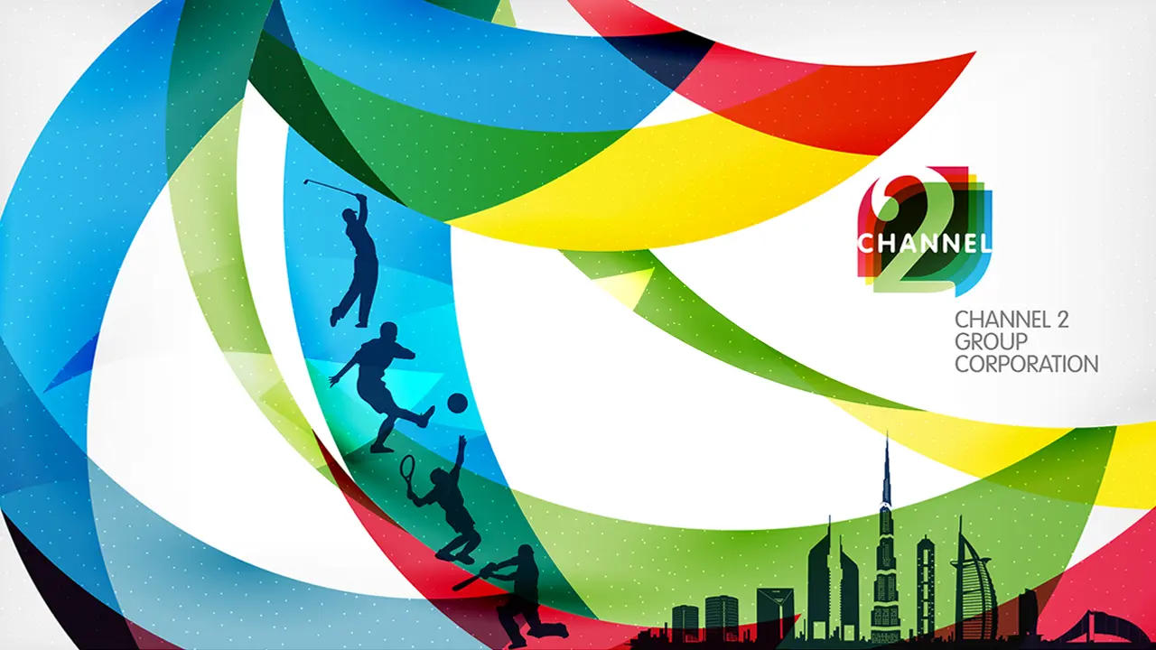Hero visual from Channel 2 Group rebranding, showcasing brand strategy, sport-tech positioning, and visual identity overhaul