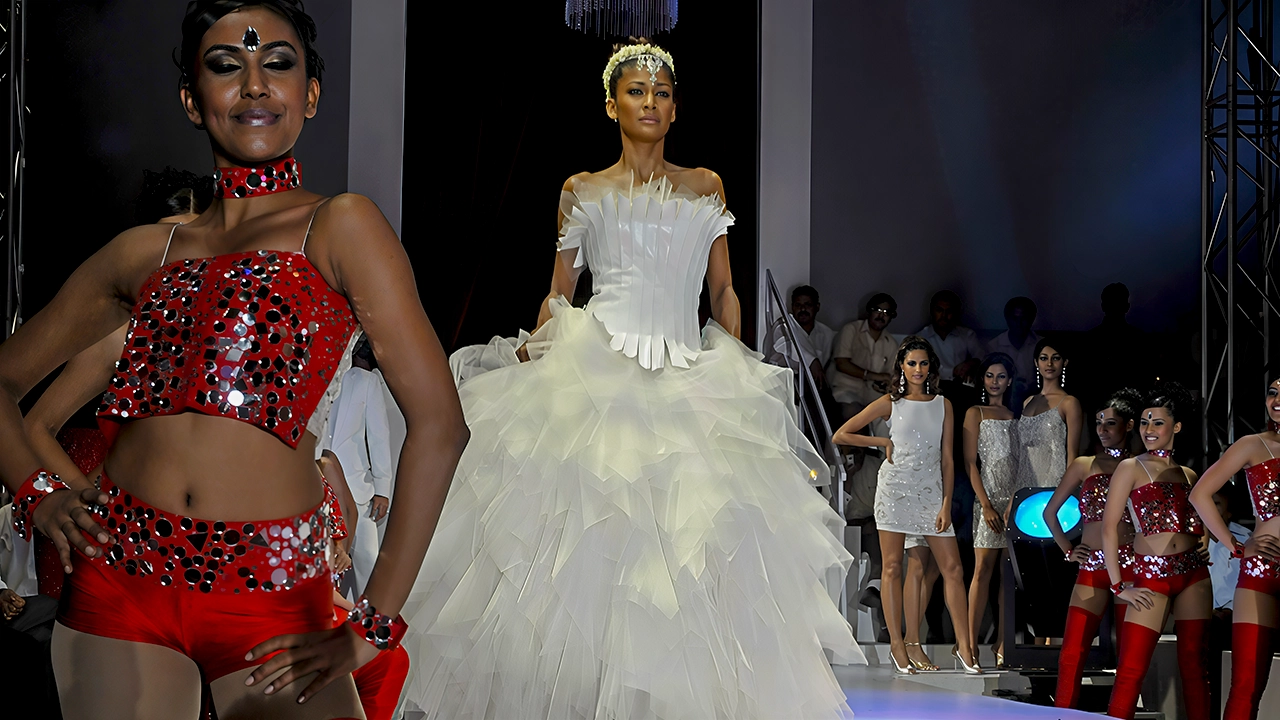 Runway fashion sequence at the Fiat Linea India launch, showcasing cross-cultural brand staging and performance-led storytelling